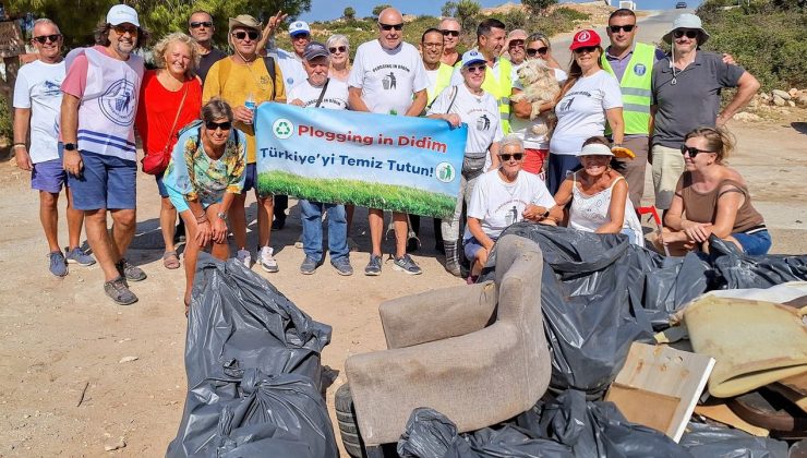 Didim’de Belediye ile Plogging in Didim üyeleri temizlik yaptı